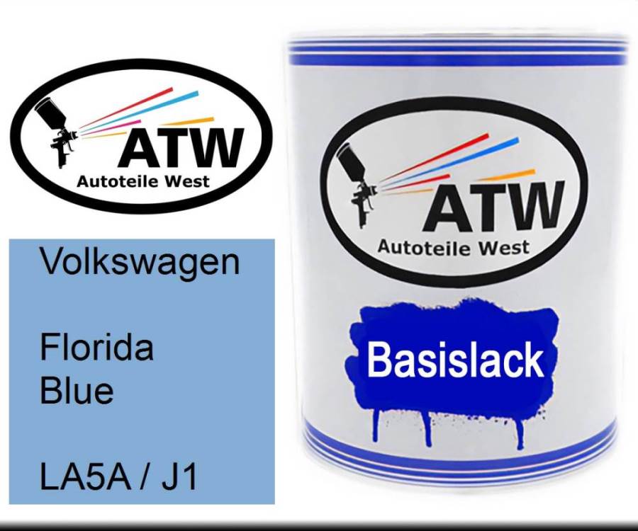 Volkswagen, Florida Blue, LA5A / J1: 1L Lackdose, von ATW Autoteile West.